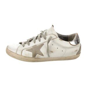 GOLDEN GOOSE SuperStar Women's White/Silver Snakeskin Leather Sneakers Size 39